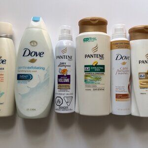 Pantene Shampoo, Dove Body Wash, Dove, Pantene Dry Shampoo Hair Care Bundle NEW!